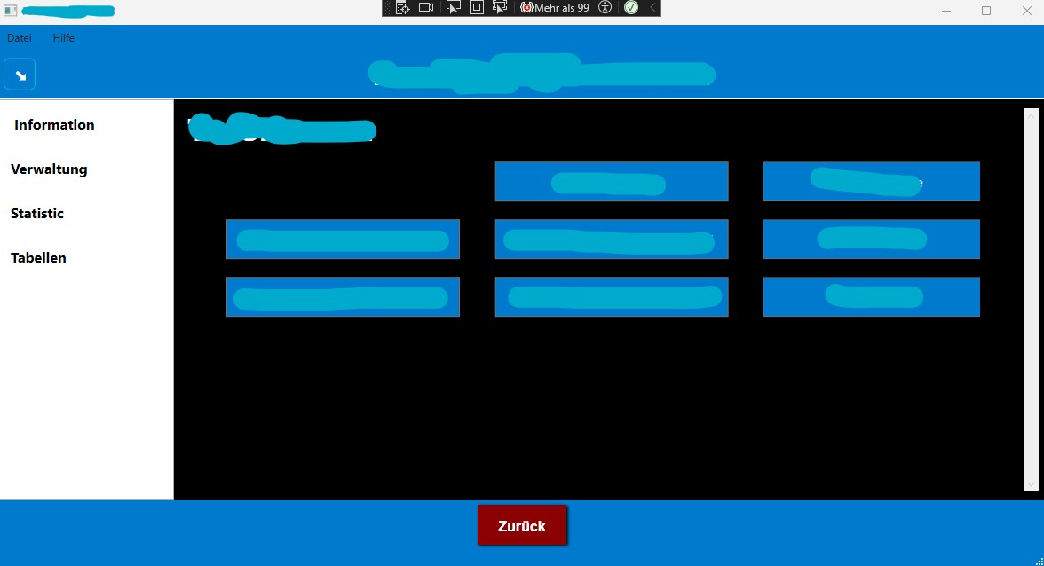 Dashboard der Anwendung